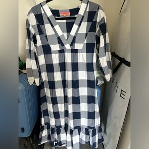 Vilagallo Navy and White Plaid Dress